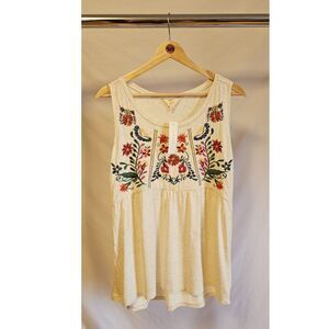 NWT Adiva Floral Embroidered Tank Top Women's Size Large